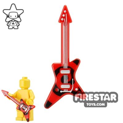 Silver Strings & Stars on Magenta Background LEGO Utensil Guitar Minifig 